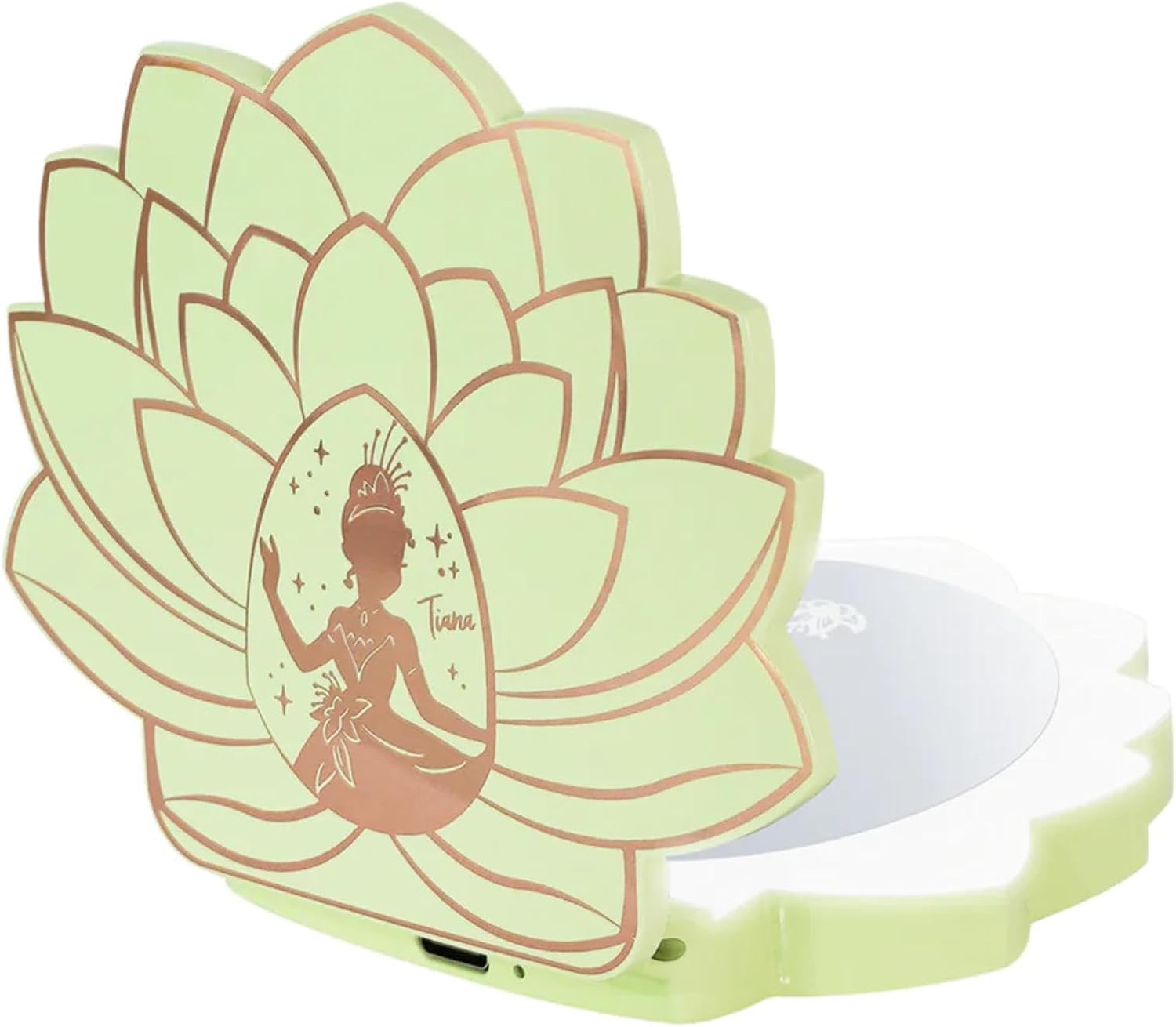 Impressions Vanity Tiana Lotus Portable LED Compact Mirror for Purse, Lighted Travel Makeup Mirror with 3X Magnification, Daylight LED Lighting, Adjustable Brightness and Soft Touch Sensor