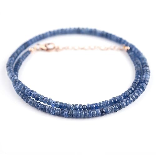 Miniatura 63 de OdrillionGems Natural Blue Sapphire Gemstones Beads Choker Necklace, 925 Sterling Silver, Chakra Healing Crystals, September Birthstones, Handmade