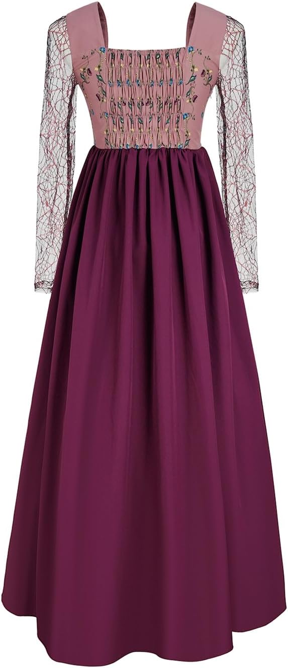 Womens Hocus Pocus Halloween Costume Witch Sisters Cosplay Costumes Medieval Witch Long Dress - Image 3