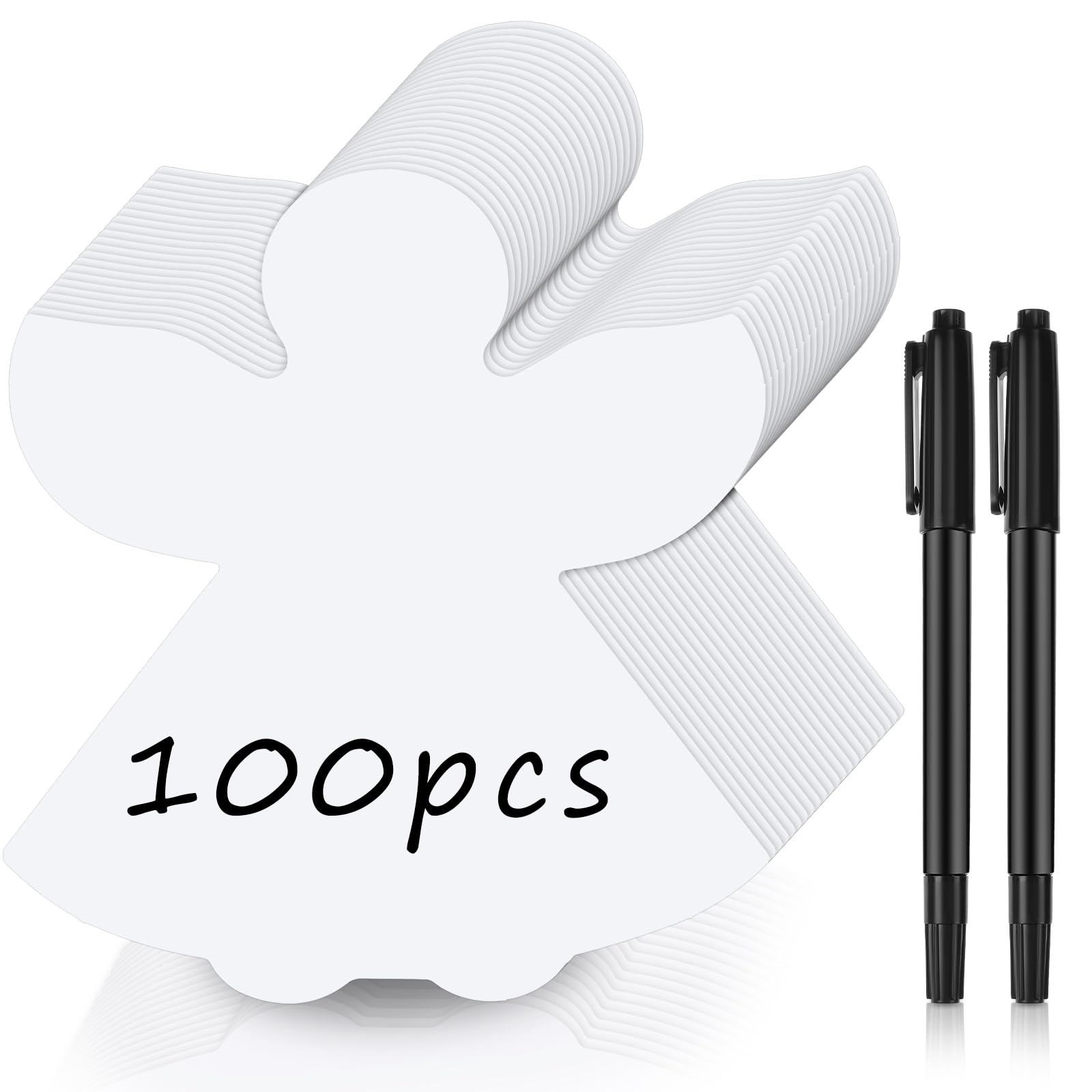 Qilery 100 Pcs Large Angel Cutouts with 2 Pcs Marker Pens Paper Angels for Angel Tree Religious Bulletin Board Decoration for Classroom Sunday School