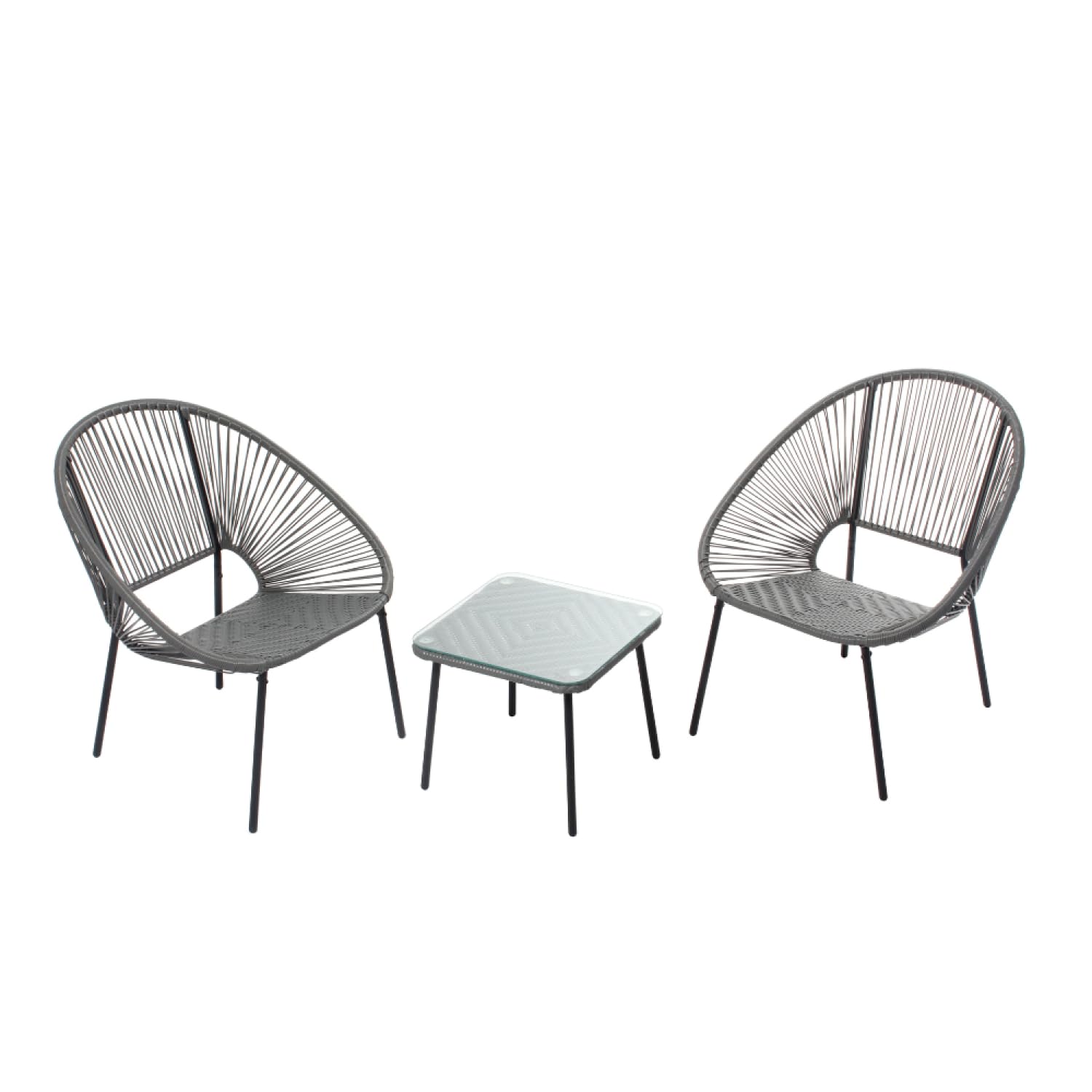 Ensemble Bistrot Acapulco 2 Fauteuils Oeuf Gris Foncé