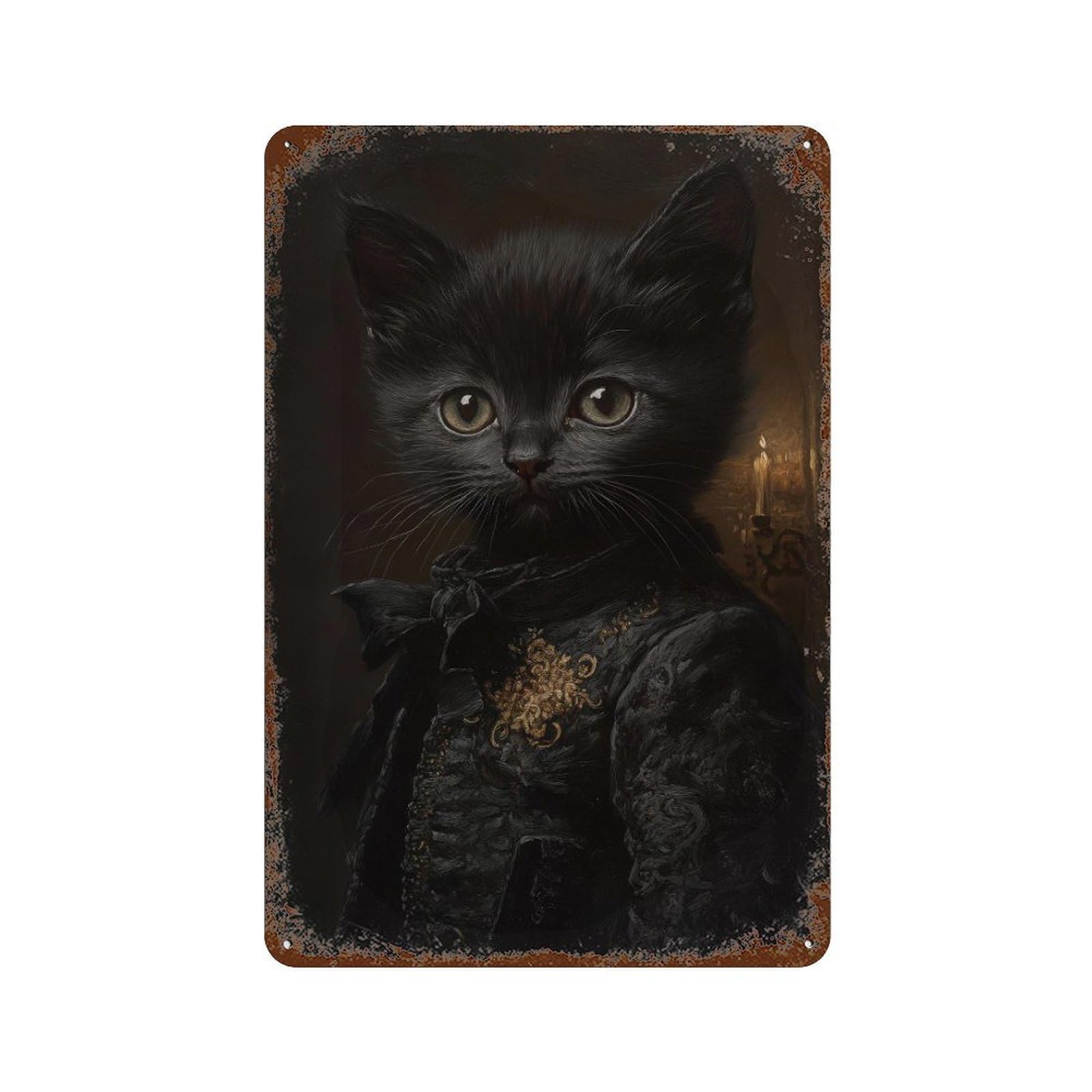 xiaoxiaoshen Victorian Kitten Dark Academia Whimsical Metal Tin Poster Modern Home Decor Art Home Bar Shop Decorations Vintage Sign 30x20cm