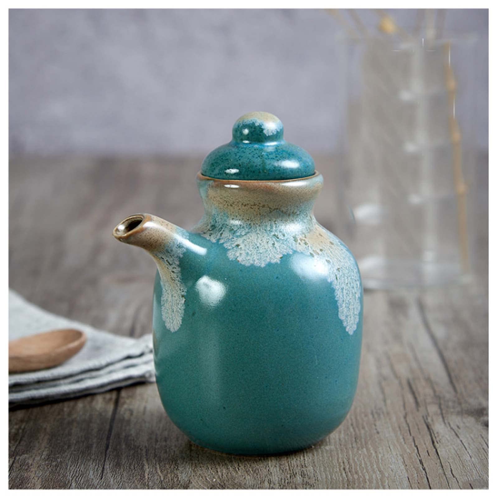 ZEALMAX Vaso di olio in ceramica giapponese cinese, bottiglia di salsa, bottiglia di condimento, bottiglia di spezie, bottiglia di aceto, B