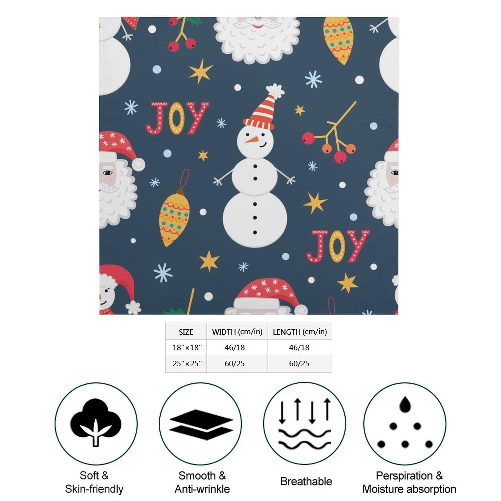 Csemeie Cute Christmas Snowman And Santa Pattern Bandana Hair Scarf Headband Adjustable Neckerchief for Men Women Decor