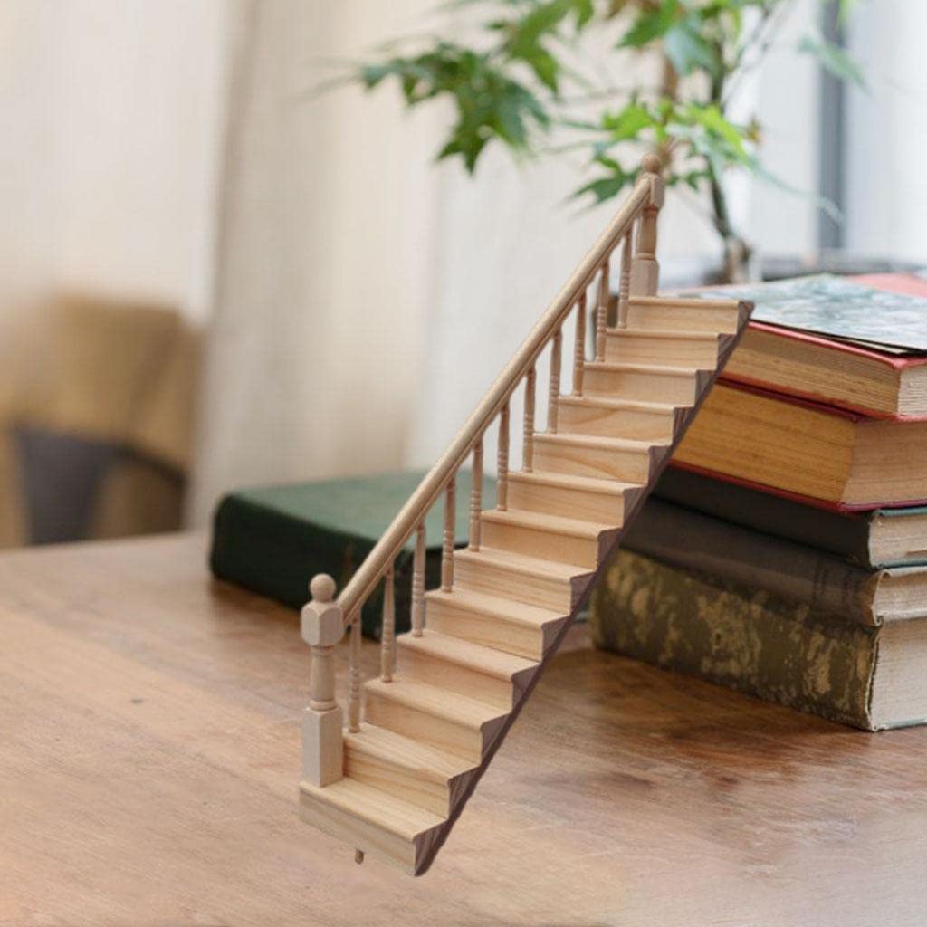 Escalier rampe à droite, blanc pour maisons de poupées 1/12, Escaliers et balustres - la-maison Escalier rampe à droite, blanc pour maisons de poupées 1/12, Escaliers et balustres - la-maison