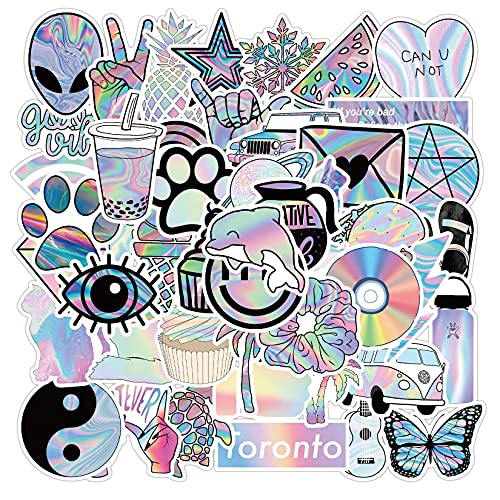 ARPA 50Pcs Holographic Laser Style Cute Stickers for Laptops Books Cars Motorcycles Skateboards Bicycles Suitcases Skis Luggage Cup etc DJHSL