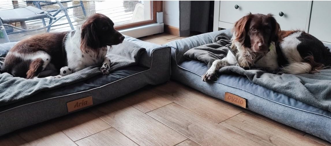 Hundebett für Große Hunde Waschbar, Hundekissen Grau Groß, Hundematte Grosse Hunde, 118 x 78 cm, mit Gravieren Namen, Hundesofa XXL Abnehmbarem Bezug