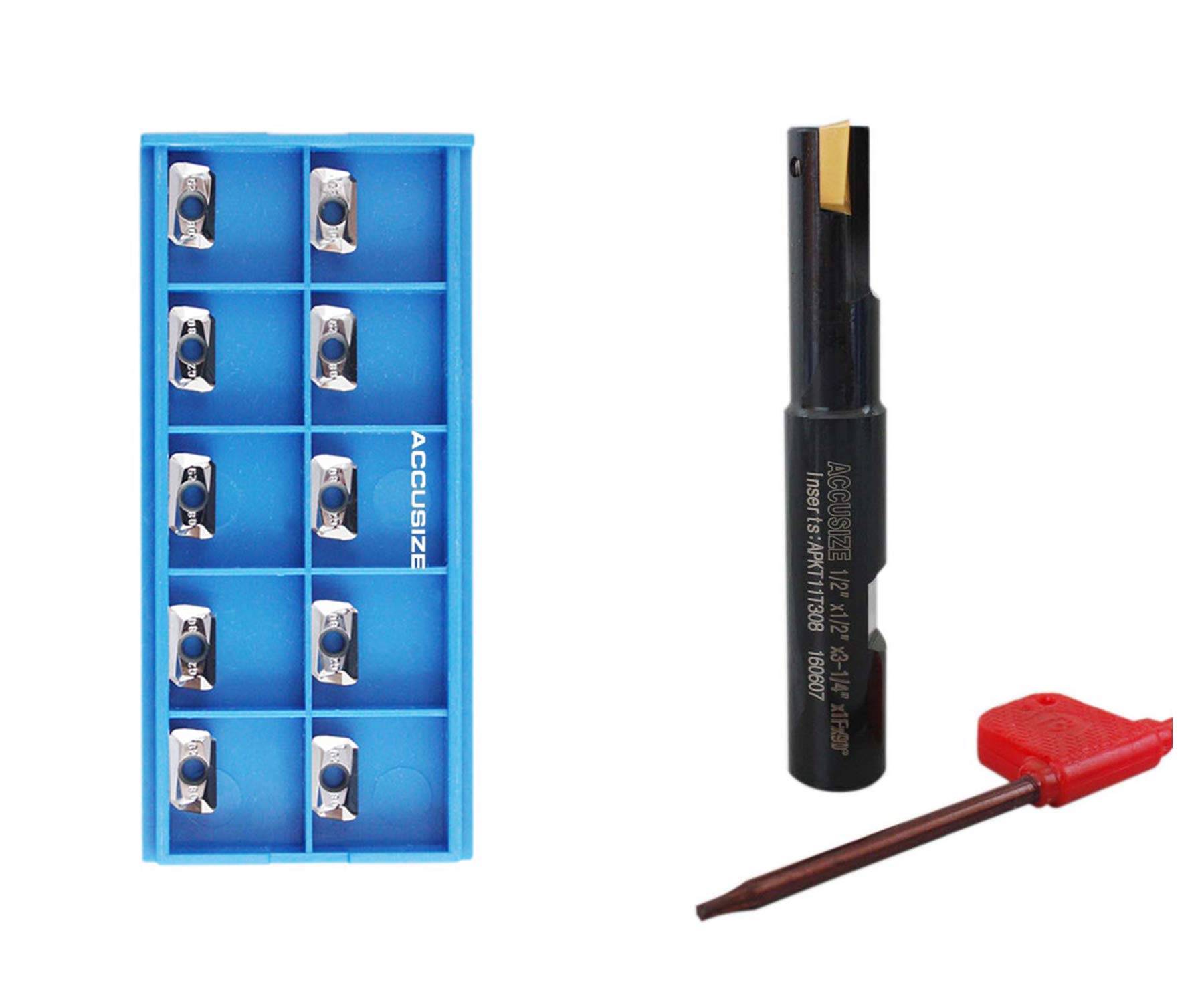 Accusize Industrial ToolsIndexable End Mill with APKT Inserts for Aluminum Bundle