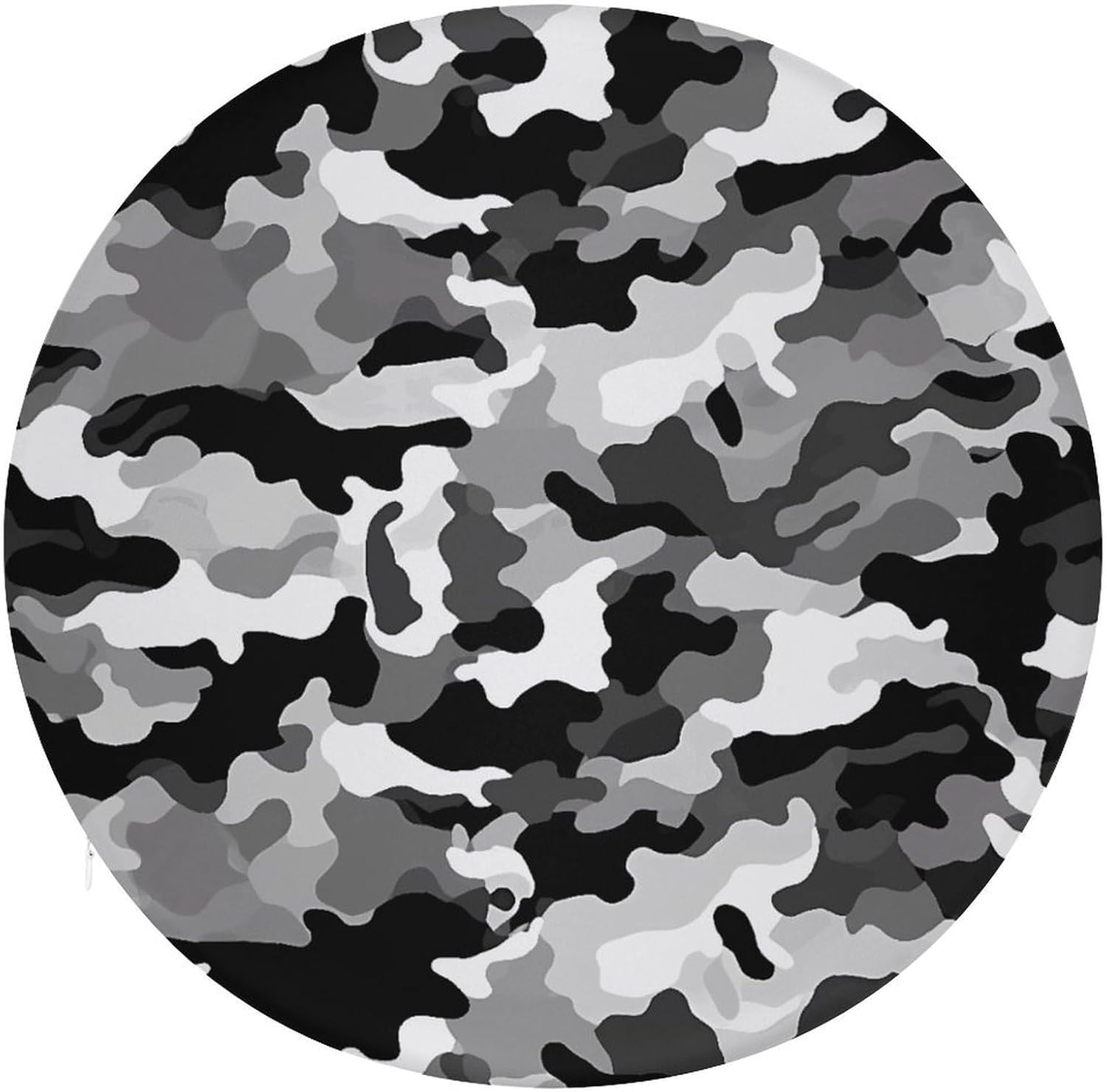 Black Grey White Camo Round Cushion Memory Foam Seat Cushions 15In Comfort Meditation Floor Pillow Anti Slip Soft Stool Cushion Chair Pad for Tatami Living Room Yoga