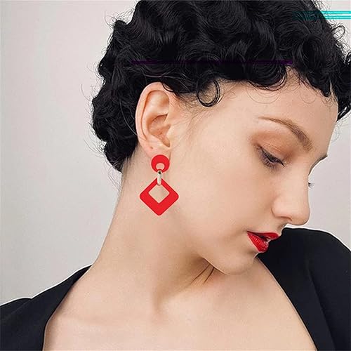 Miniatura 3 de Aretes de neón retro de los años 80, aretes rectangulares acrílicos bohemios, acrílicos, cuadrados, ovalados, llamativos aretes para mujer, aretes