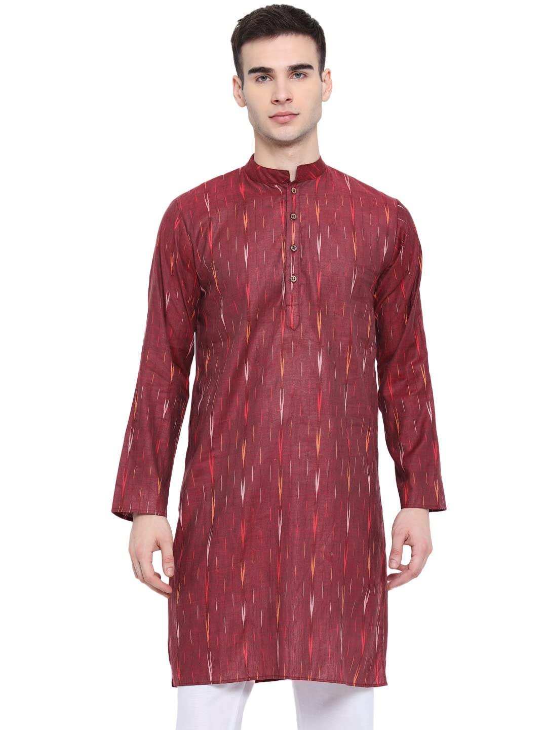 vastraa fusion Men's Cotton Solid Kurta (Purple-Small Arrow)-picture-28