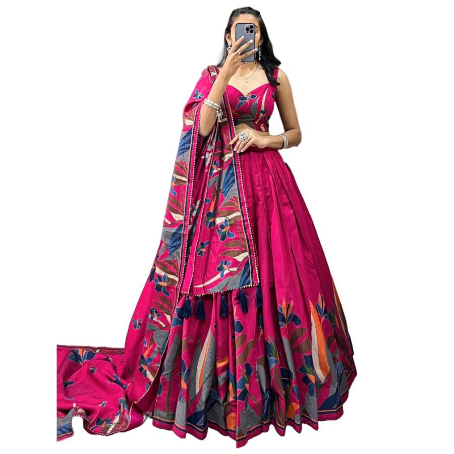 hetrang creation Woman s Floral Lehenga Choli with Foil Print & Gotta Patti Dupatta Printed Lehenga & Crop Top-picture-19
