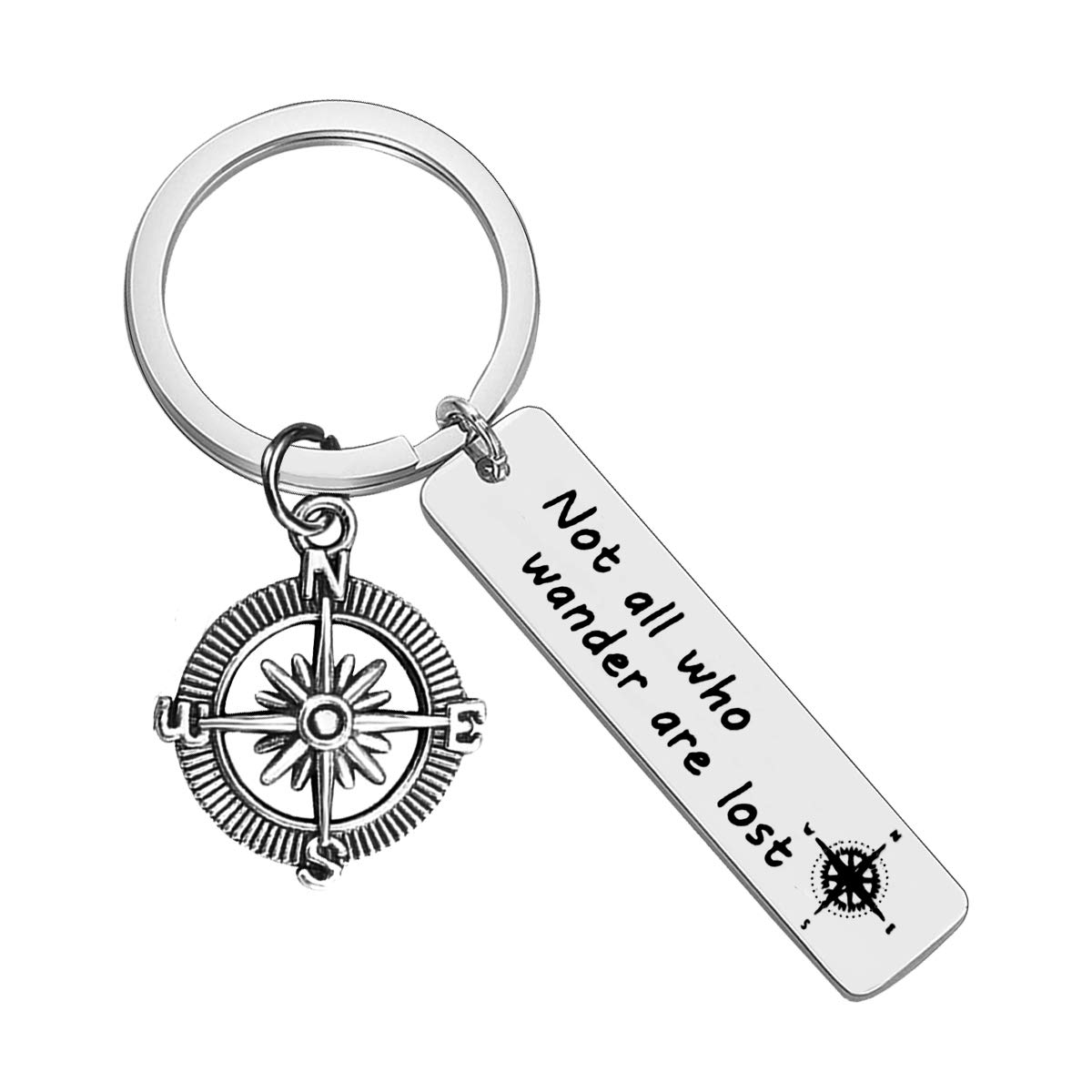 VadakaTraveller Gift Keyring Keychain Traveling Gift Not All Who Wander Are Lost Key Chain Travel Keyring Inspirational Keyring Keychain Leaving Gift Wanderlust Gift Birthday Gift for Traveller