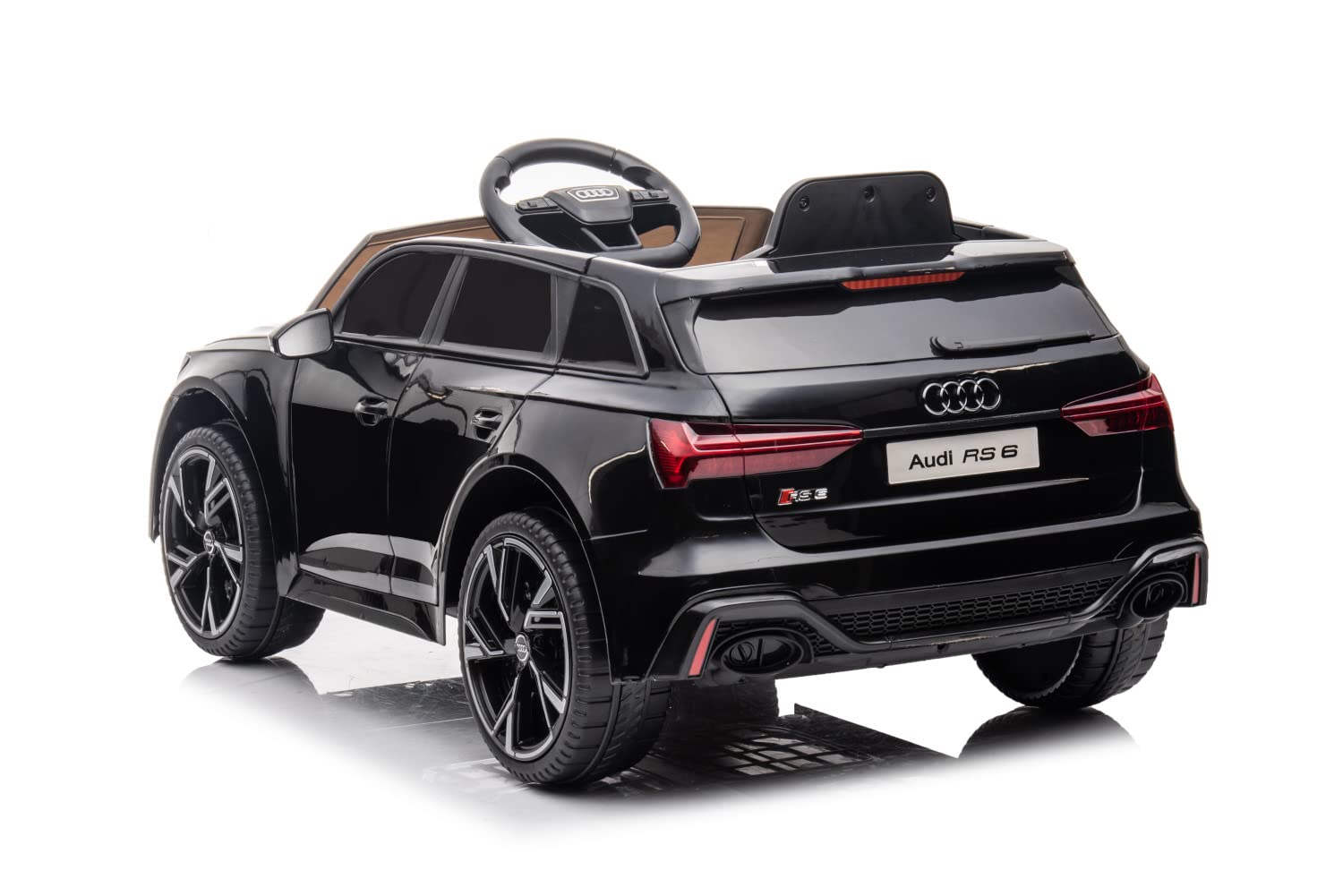 Kinderfahrzeug - Elektro Auto Audi RS6 - lizenziert - 12V7AH Akku und 2 Motoren- 2,4Ghz + MP3 + Leder + Eva (Schwarz)