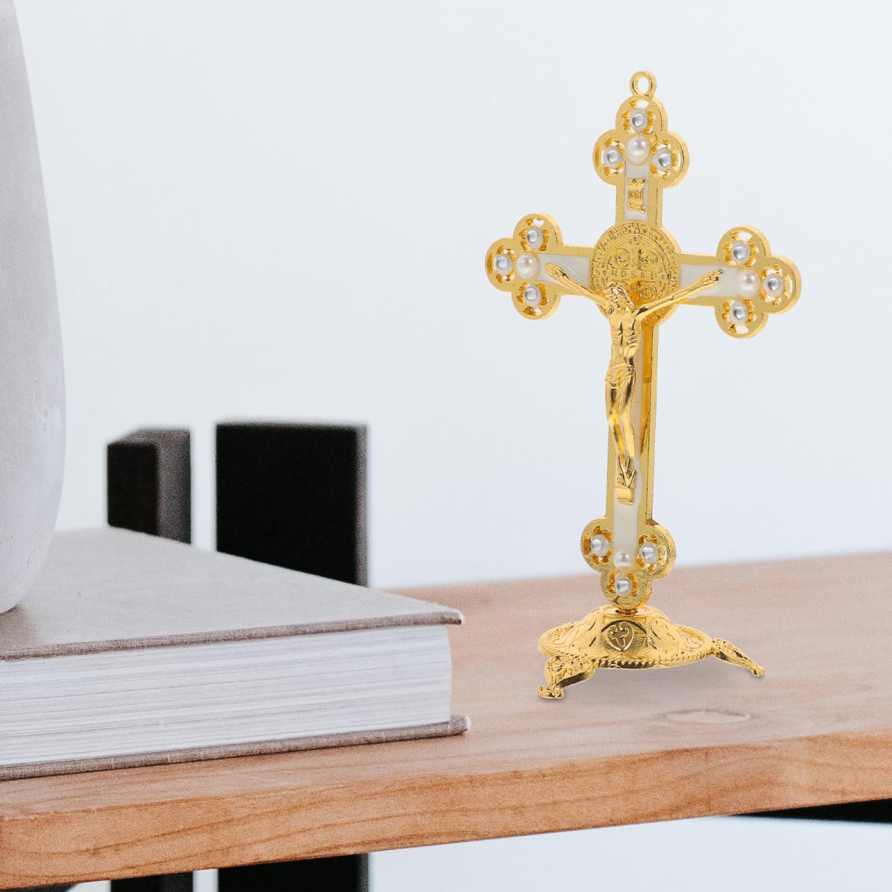 Statue De Jésus En Croix Dorée Décoration Religieuse Murale Pour Salon