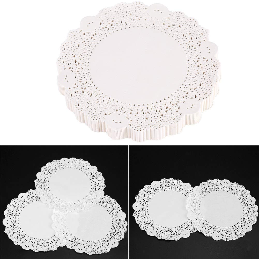 180Pcs Hollowed Decorative Paper Doilies Cake Mat Crafts Wedding Party Decoration (10.5 inches diameter 26.5cm)