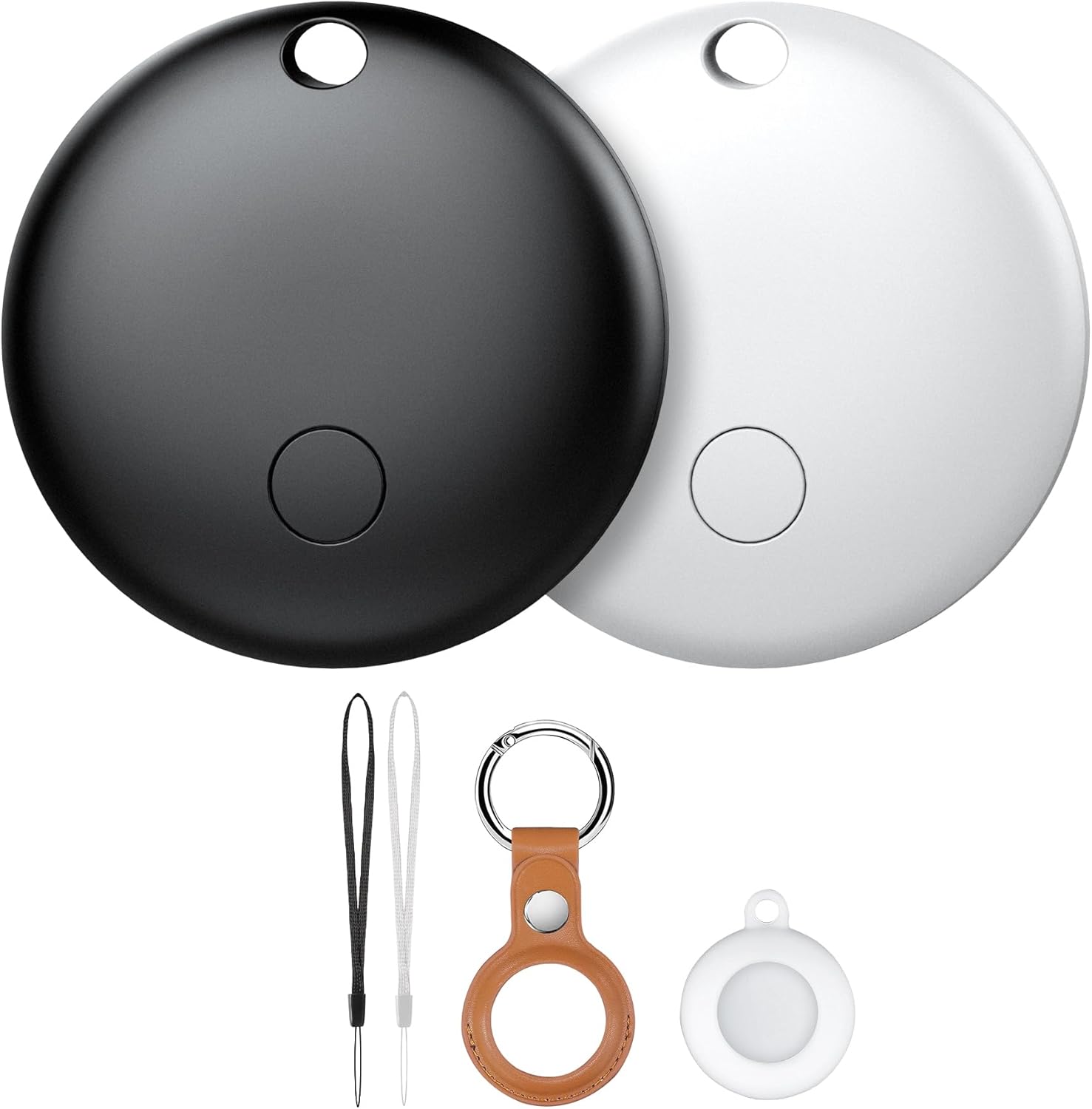 Tracker Tags-4 Pack for Android, Bluetooth Tracker Works with Google’s Find Hub | Android Only | Replaceable Battery | Water- Resistance (1Black 1 White-3)