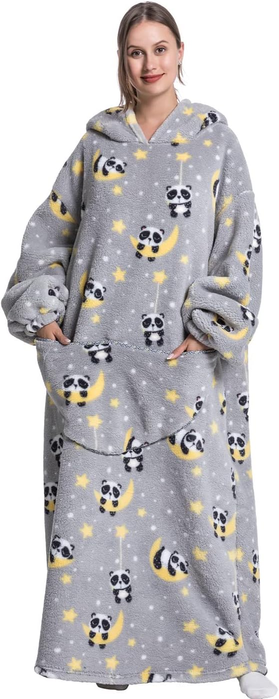 Oversized Wearable Blanket Hoodie for Adults - Extra Long Womens Blanket Sweatshirt - Image 3