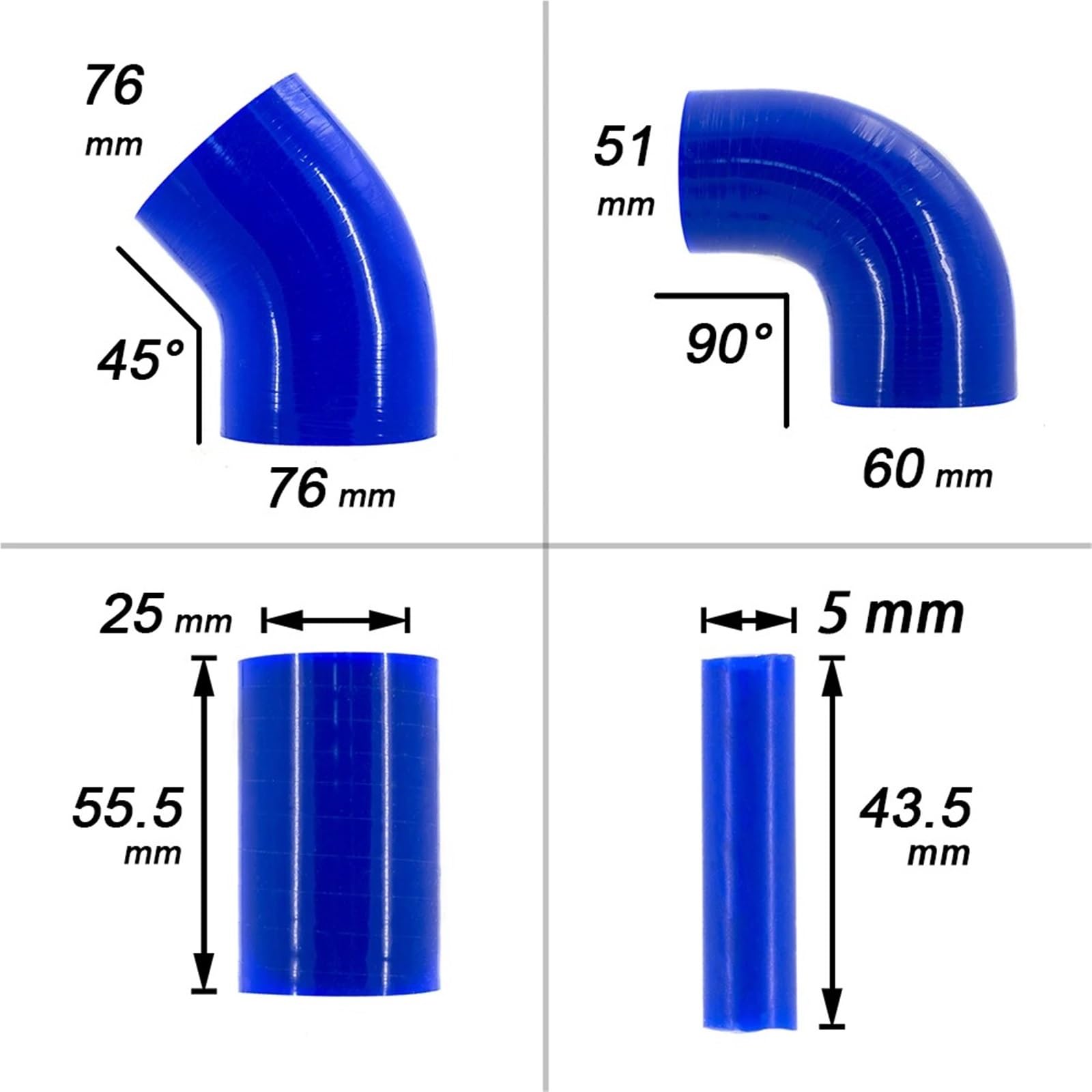 Tubo di aspirazione Aria Motore Auto in Silicone, Tubo di aspirazione Filtro Aria Auto, aspirazione Aria Fredda per TT 1.8T mit 225PS Tubo di aspirazione Aria AL-02-SI