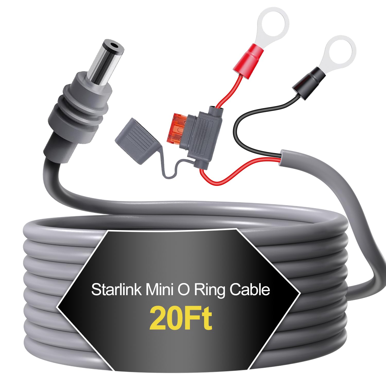 Starlink Mini Direct Battery Power Cable, 18AWG DC Power Cable DIY Kit with ATC/ATO Blade with Fuse Holder for Starlink Mini, 12V-48V Input, Battery