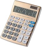 Large Calculator Desktop Solar Battery Dual Power with 12 Digit Large LCD Display Basic Calculating Machine for Office/Home Elegant Design Golden KA05