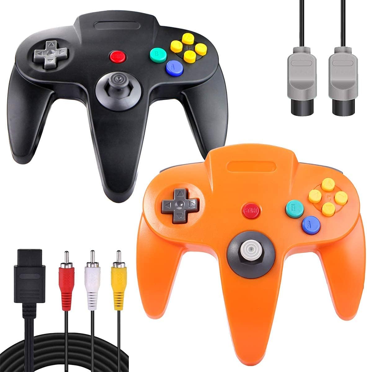 ZeroStory Classic N64 Controller, Wired N64 Controller Joystick with 5.9 Ft N64 AV Cable for N64 Video Game Console (Black and Orange) (Renewed)