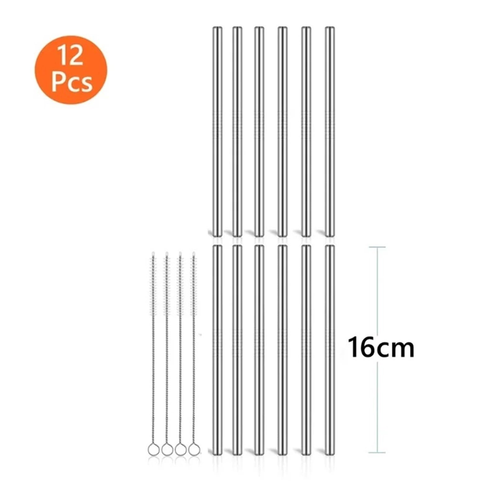 Pajitas De Acero Inoxidable Paquete de 12 pajitas Metal reutilizables, pajita corta 13cm, acero inoxidable 304, portátil para zumos