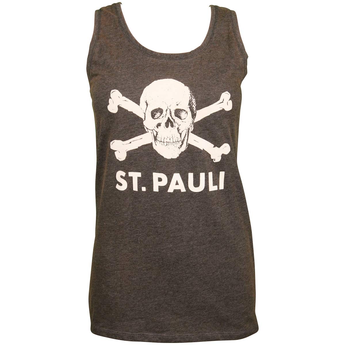 FC St. Pauli Women's Tank Top with Ringer Back Collection Brown Melange Skull Brown Mottled