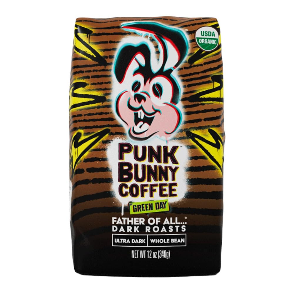 Punk Bunny Dark Roast Coffee Beans, Organic Specialty Coffee Beans, Father of All Dark,12 oz
