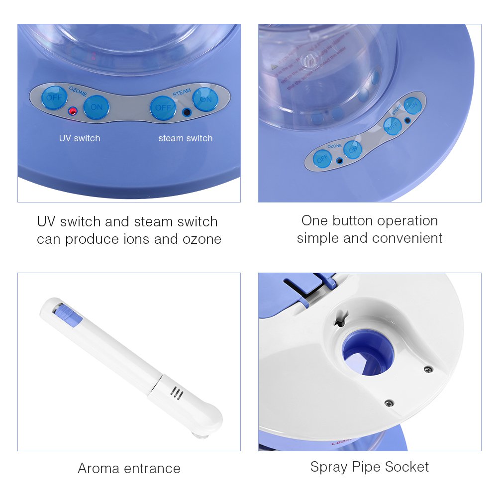 Vaporizzatore facciale all'ozono, spruzzatore ionico 2 in 1, vapore aromaterapico per sauna facciale, spruzzatore micro-nano SPA per pulizia idratante viso, per uso personale a casa(EU)
