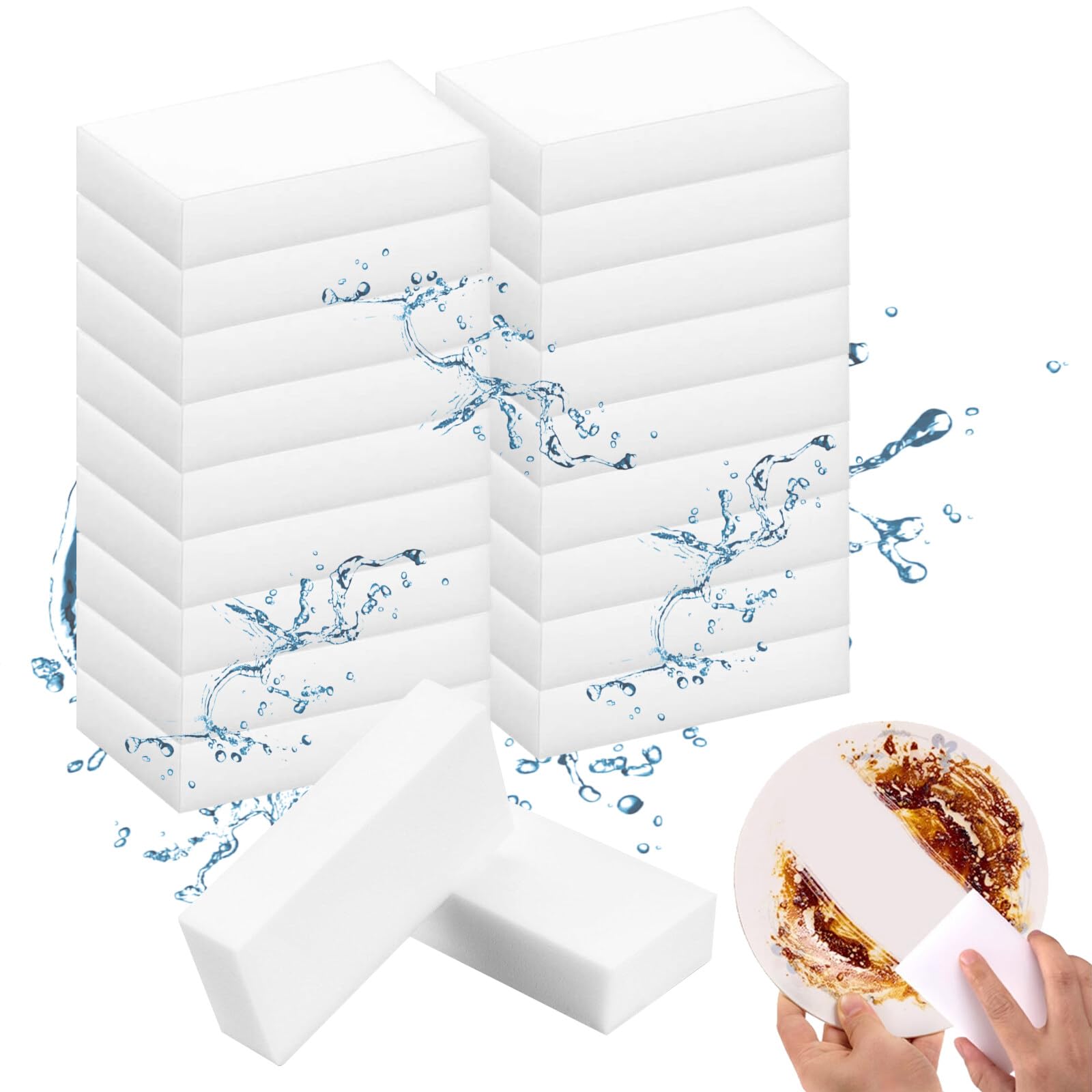 Mecmbj 20 Piezas Esponja Magica Limpieza, Borrador Magico Esponja Multifunción Esponja de Limpieza Hogar Espuma Almohadilla Quita Manchas para Baño, Cocina, Piso, Pared (10 x 6 x 2 cm)