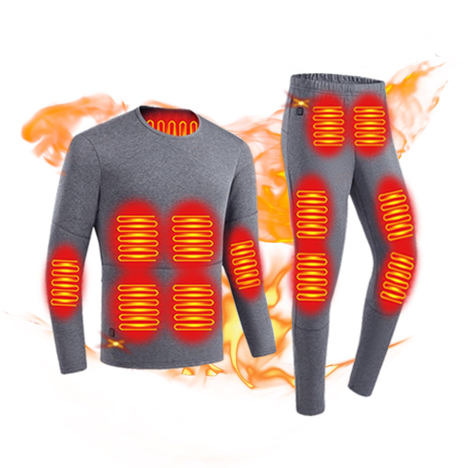 Beheizbare Thermounterwäsche Herren Funktionsunterwäsche Set USB Beheizte Thermowäsche Winter Innenfleece Lange Warm ​Heizung Unterwäsche mit 28 Zonen Beheizt