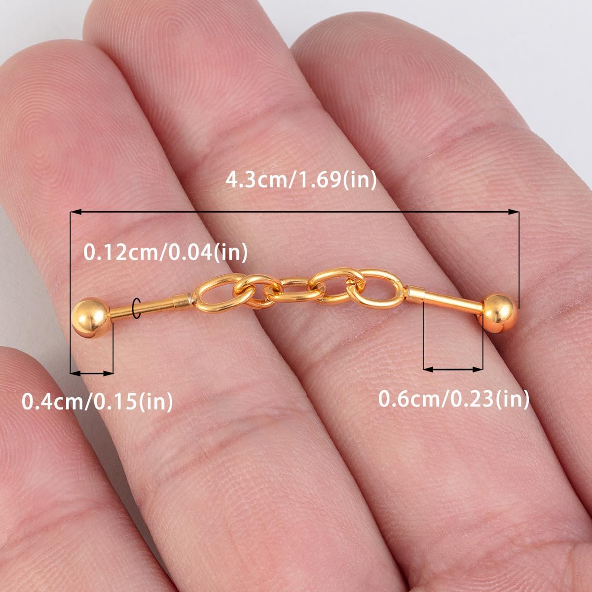4Pcs 16G Stainless Steel Gold Chain Industrial Piercing Jewelry for Women Men Minimalist Cartilage Industrial Barbell Earrings Golden Cartilage Piercing Jewelry - Image 4