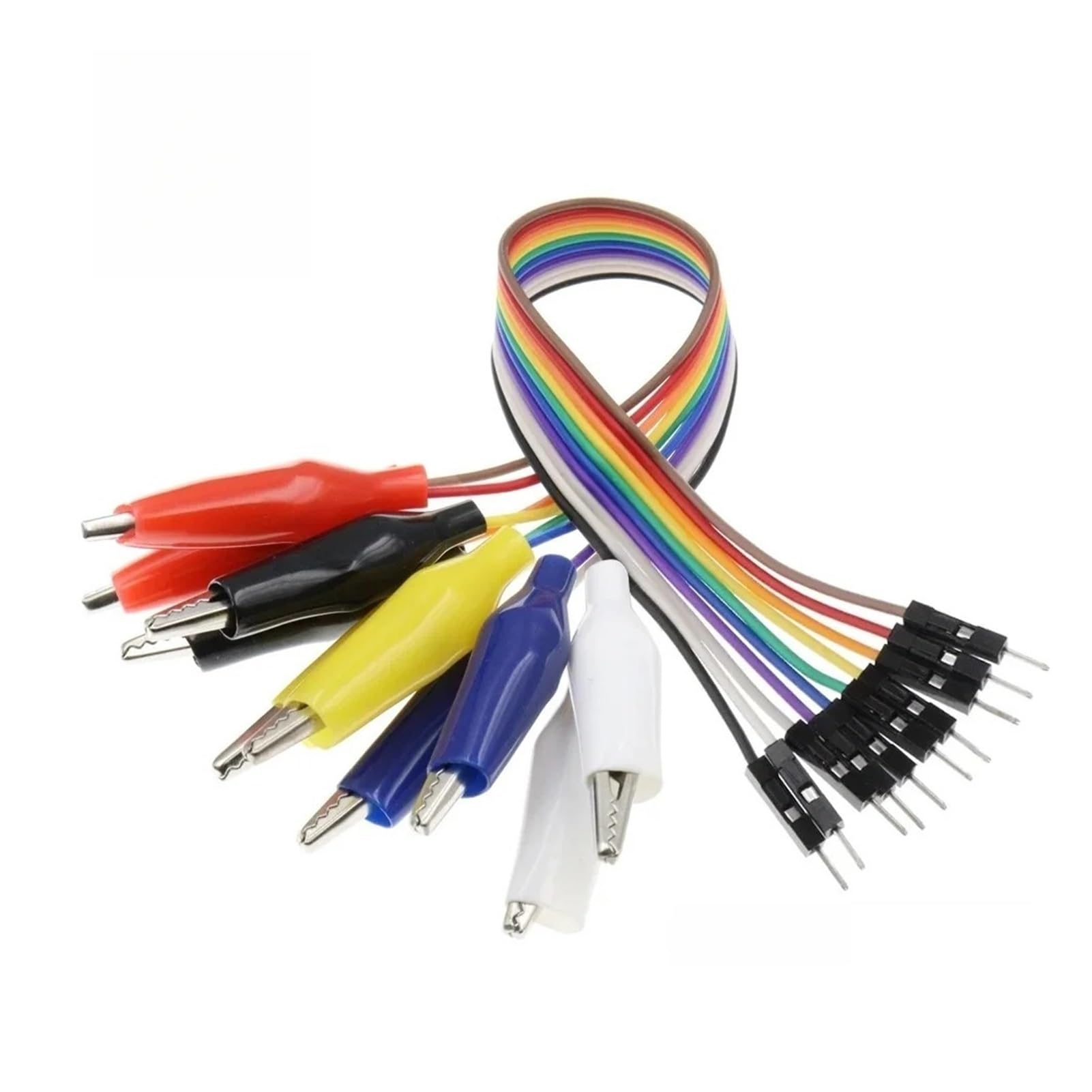 Farbiger Dupont-Draht mit Krokodilklemmen, männlich/weiblich | Testen Sie Kabel mit Dupont-Steckern und Krokodilklemmen. Zur einfachen Identifizierung farbig.(20CM-Male,5 PCS)