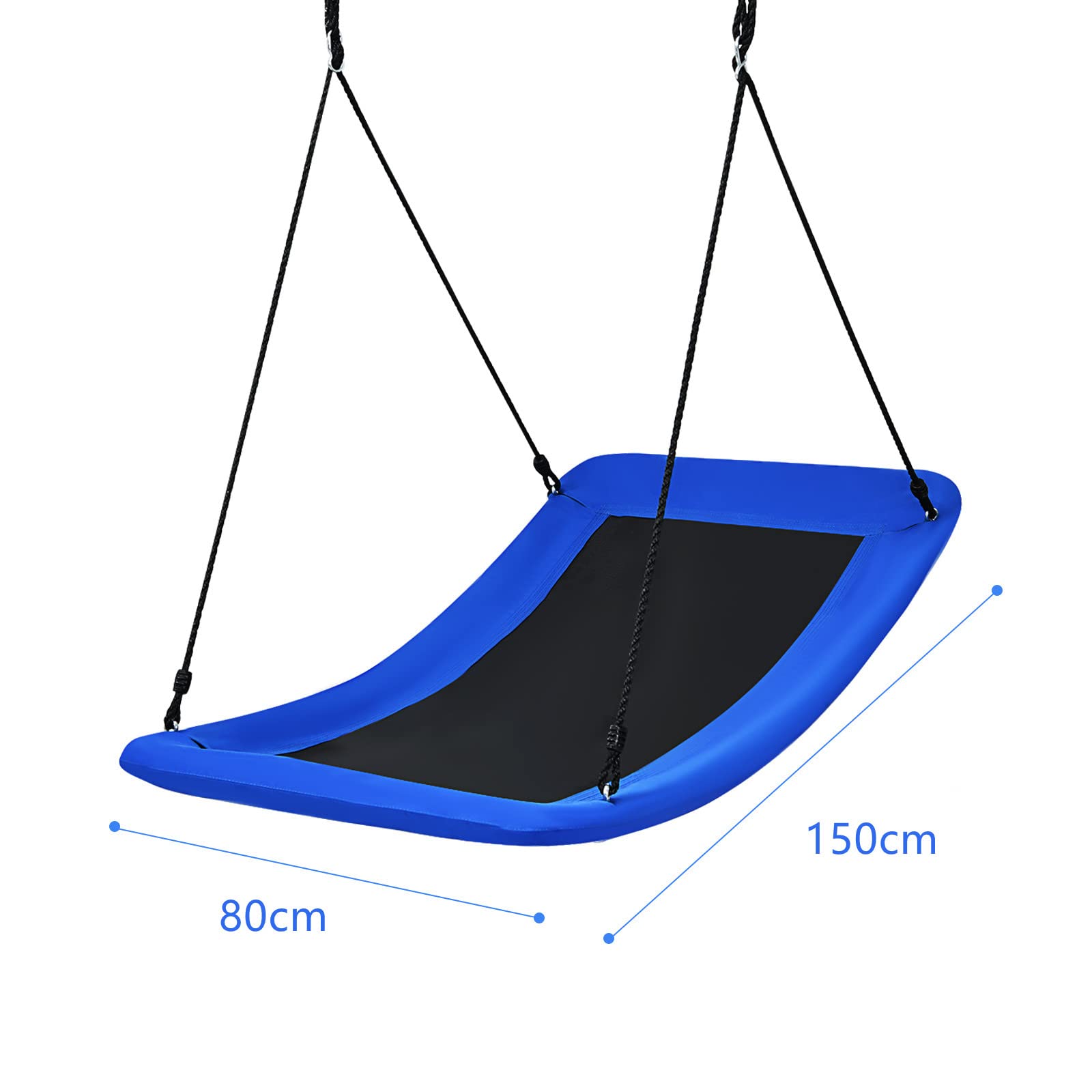 DREAMADE Nestschaukel eckig 150x80cm, Kinderschaukel bis 150KG belastbar, Baumschaukel mit 100-180cm verstellbaren Seil, für Kinder & Erwachsene, für Indoor & Outdoor (Blau)