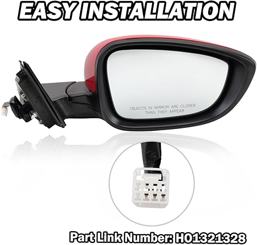 Miniatura 7 de Espejo lateral derecho del pasajero compatible con Honda Accord 2018, 2019, 2020, 2021, espejos con potencia, sin calefacción, deportivo 1.5T,