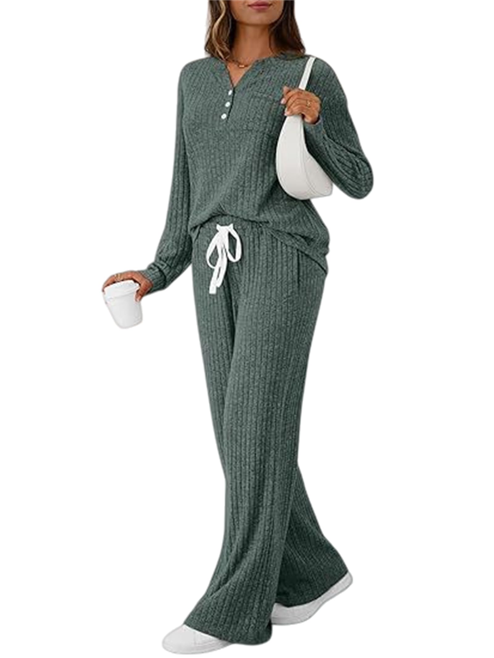 Generisch Damen Winter 2025 zweiteilige Loungewear-Sets, Trainingsanzug, passende Pyjamas, ideal für Reisen, Urlaub und den Herbst.