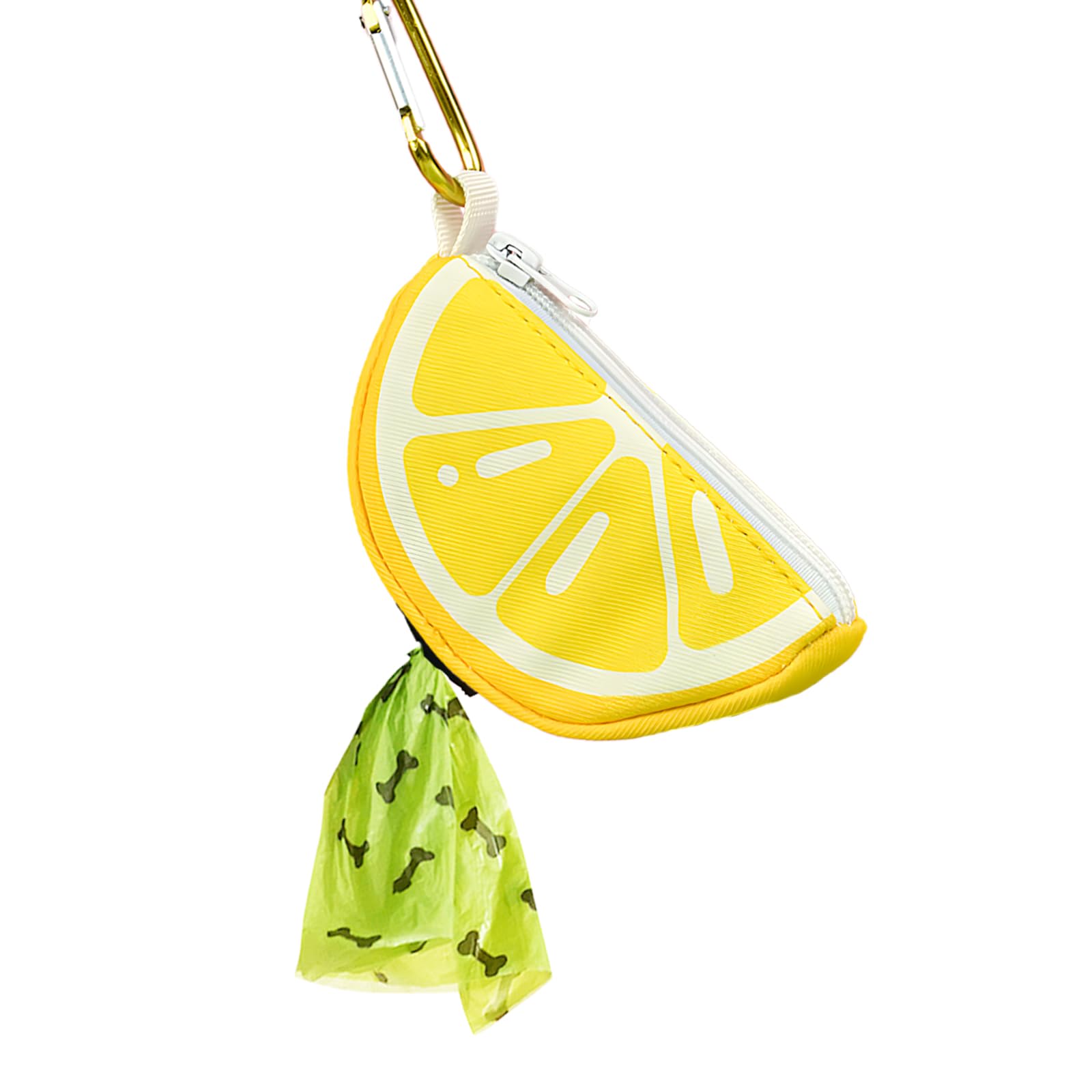 BlissBud Lemon Shape Dog Poop Bag Holder and Carrier - Leash Attachment Poo Bag Dispenser with Stylish Cute Design,Lemon,Medium