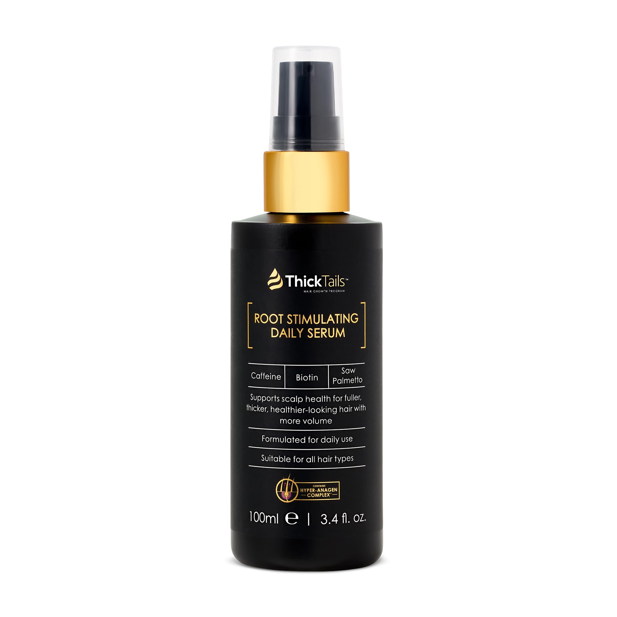 ThickTails Haarwachstums-Serum für Frauen – Leave-In Serum mit Koffein, Biotin & Peptiden – Unterstützt volleres, kräftiger aussehendes Haar & gepflegte Kopfhaut – Leicht, nicht fettend, sulfatfrei