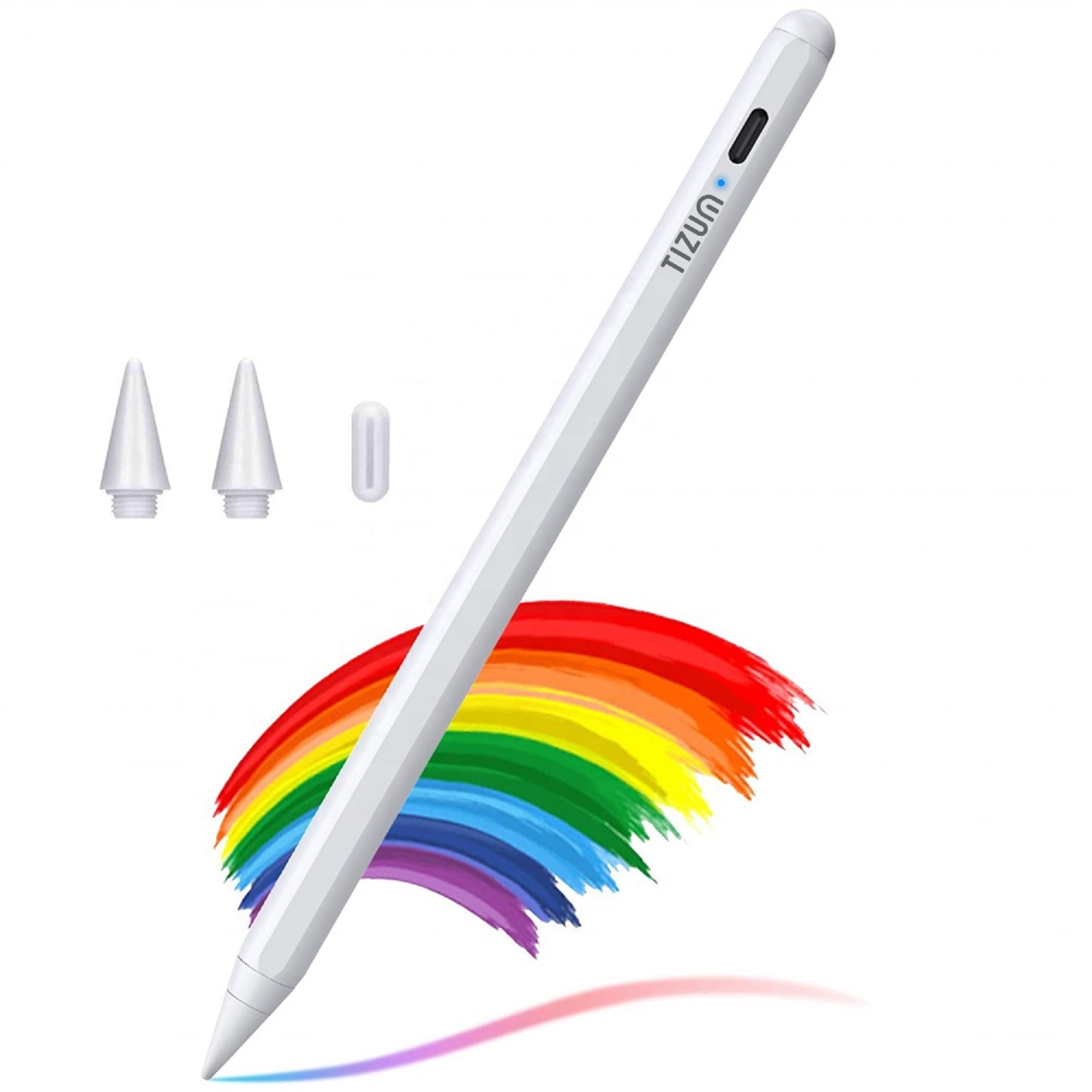 AirCase Tizum 2nd Gen Stylus/Digital Pen for Apple iPad and Touchscreen Devices with Palm Rejection, Tilt Sensor, Compatible with iPad, iPad Pro, iPad Mini, iPad Air, Precise Writing+Drawing (White)