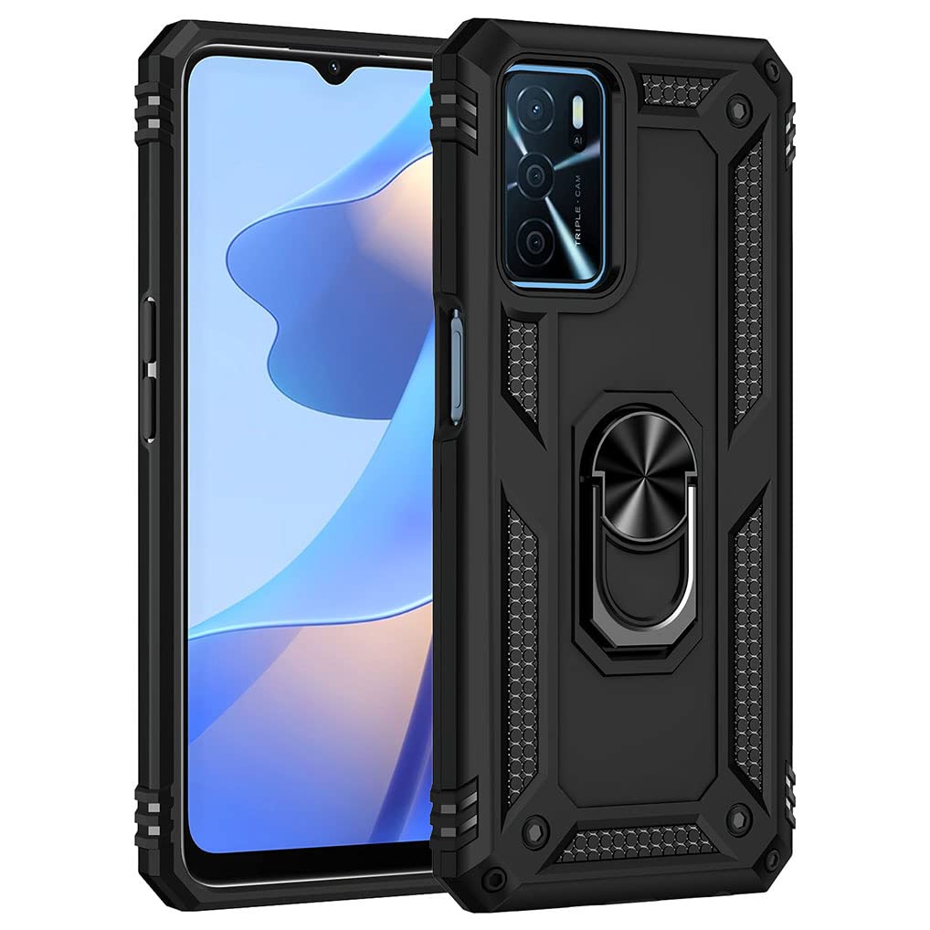 WBWONE Cover per OPPO A16 / A16S / A54S con Protezione per lo Schermo, Custodia Antiurto Retro in PC Trasparente TPU Protettiva Staccabile Case. Nero
