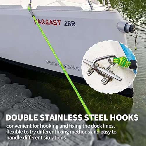Miniatura 5 de Cuerda elástica para embarcaciones con clips dobles de acero inoxidable 316, accesorios para lancha baja, moto acuática, kayak, pontón, embarcación,
