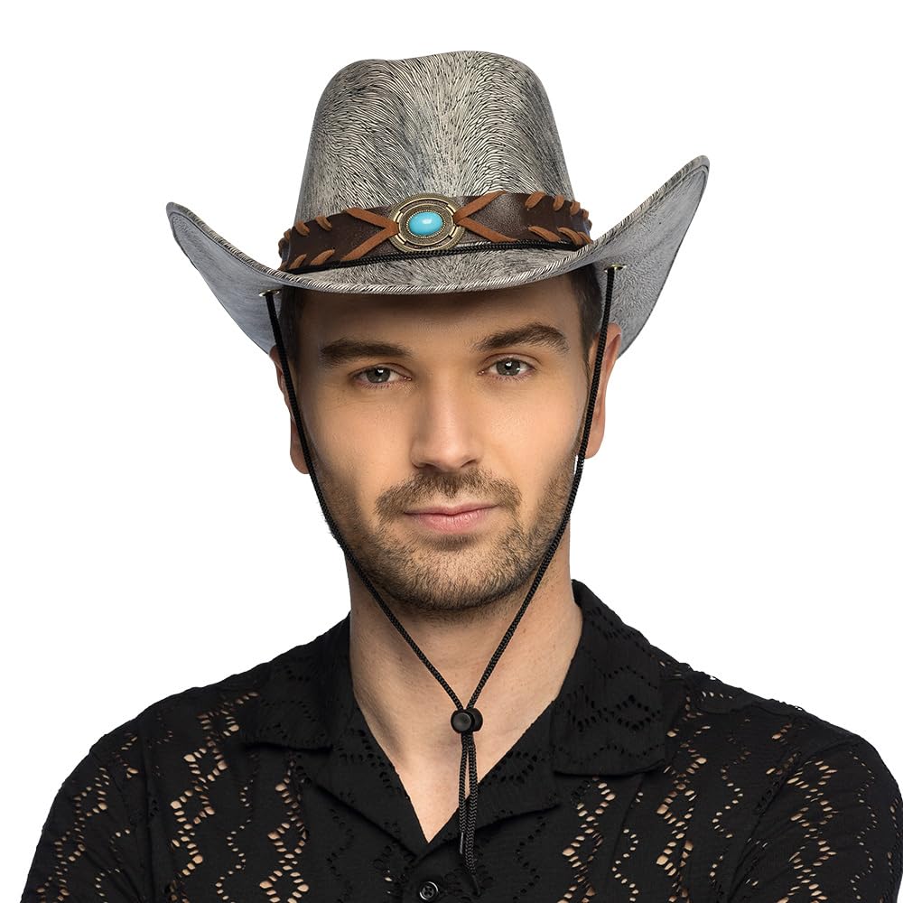 Boland 44578 Billy Cowboy Hat with Hat Band, Western Hat for Theme Party, Carnival, Fancy Dress Costume Accessories, JGA