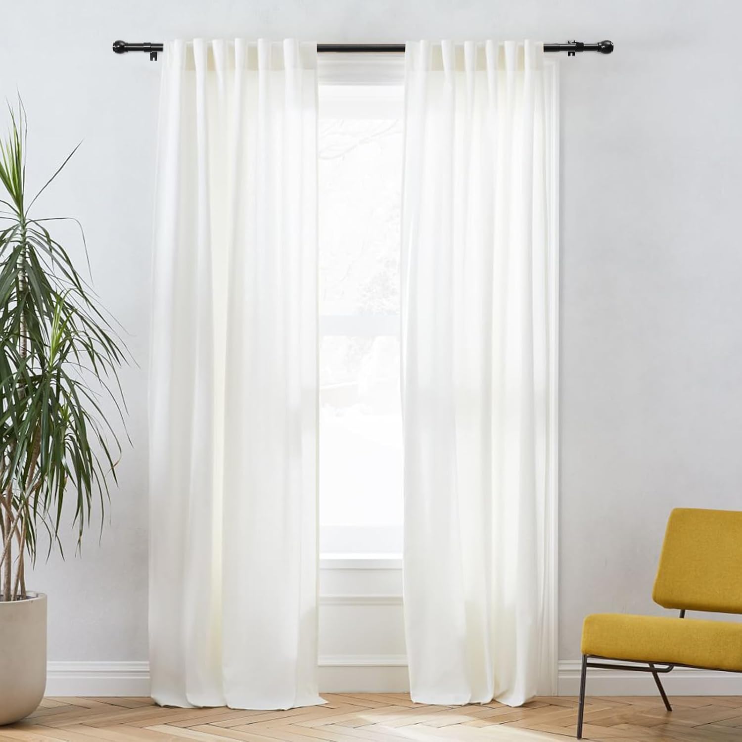 Curtain Rods for Windows 72" to 144",Single Window Rods 1" Diameter Drapery Telescoping, Adjustable Heavy Duty Curtain Rod with Brackets