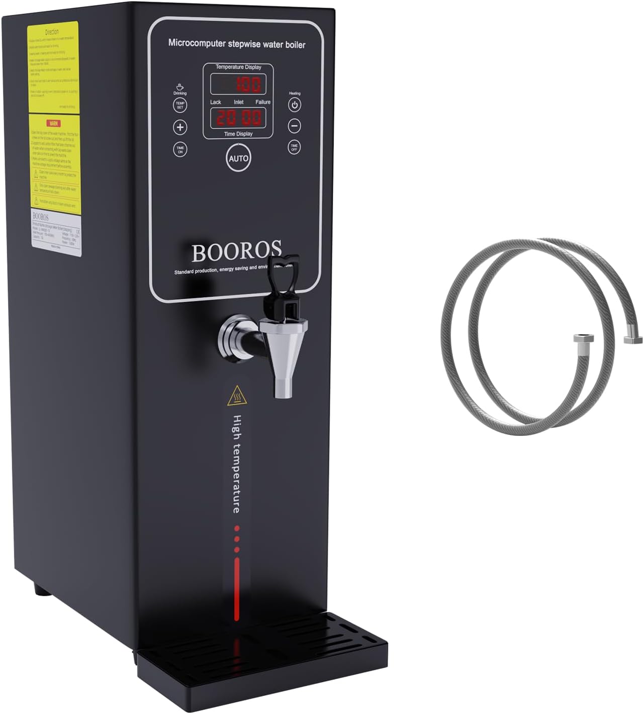Hot Water Dispenser Black 10L Commercial Water Boiler Commercial Hot Water Machine,30L(7.9GAL)/Hour Step-by-step Heating Temperature Control 86-212°F for Restaurant,Hotel,Office 1500W