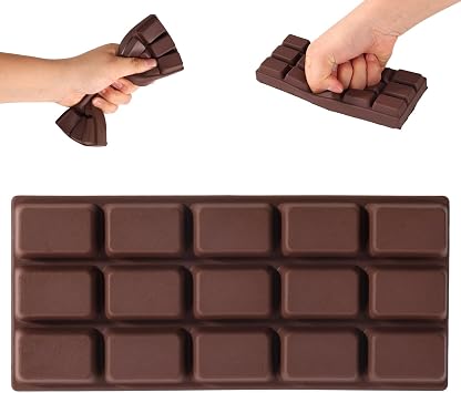 Slow Rising Chocolate Bar Squishy, Fake Chocolate Squeeze Plaything Squishy Slow Rise Soft Realistic Giant Food Fidget Toy Suitable for Adults Office Home Desk Focus and Party Favor Brown