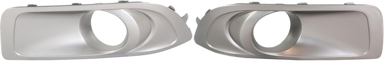 DAT AUTO PARTS Front Right Passenger & Left Driver Side Bumper Fog Light Bezel Cover Grille Set of 2 Replacement for 2010-2012 Subaru Outback Silver Primed Plastic SU1038101 SU1039101
