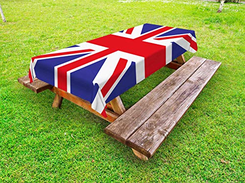 Best Cyber Deals 🔥 Ambesonne Union Jack Outdoor Tablecloth, Classic Traditional Flag United Kingdom Modern British Loyalty, Decorative Washable Picnic Table Cloth, 58" X 104", Blue Red