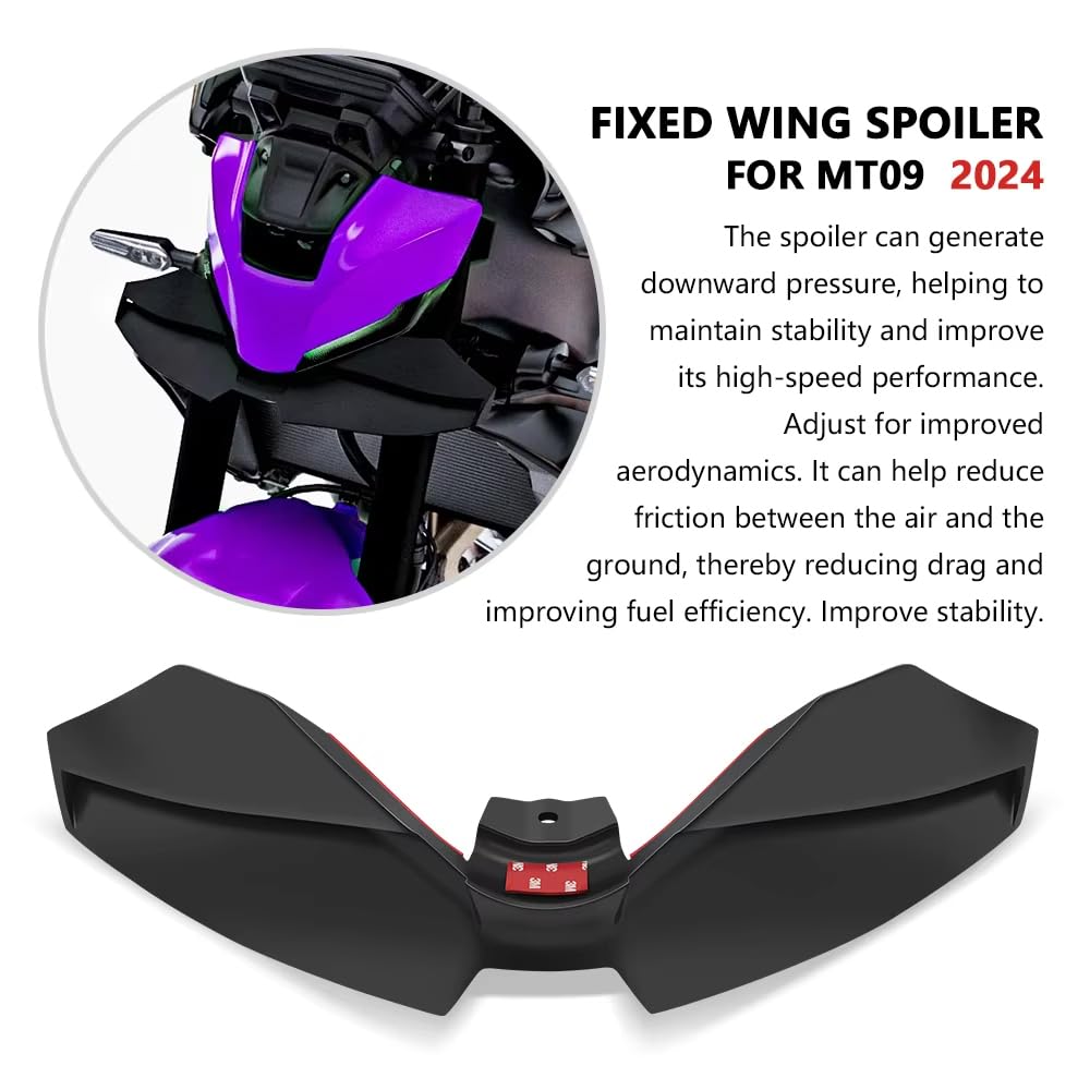 For MT-09 2024 MT09 SP 2024 2025 2026 Accessori Nuovo modello di motocicletta Aerodinamica Winglet Kit spoiler anteriore Deportanza Ala anteriore nuda (Stampa a trasferimento d'acqua - grigio)