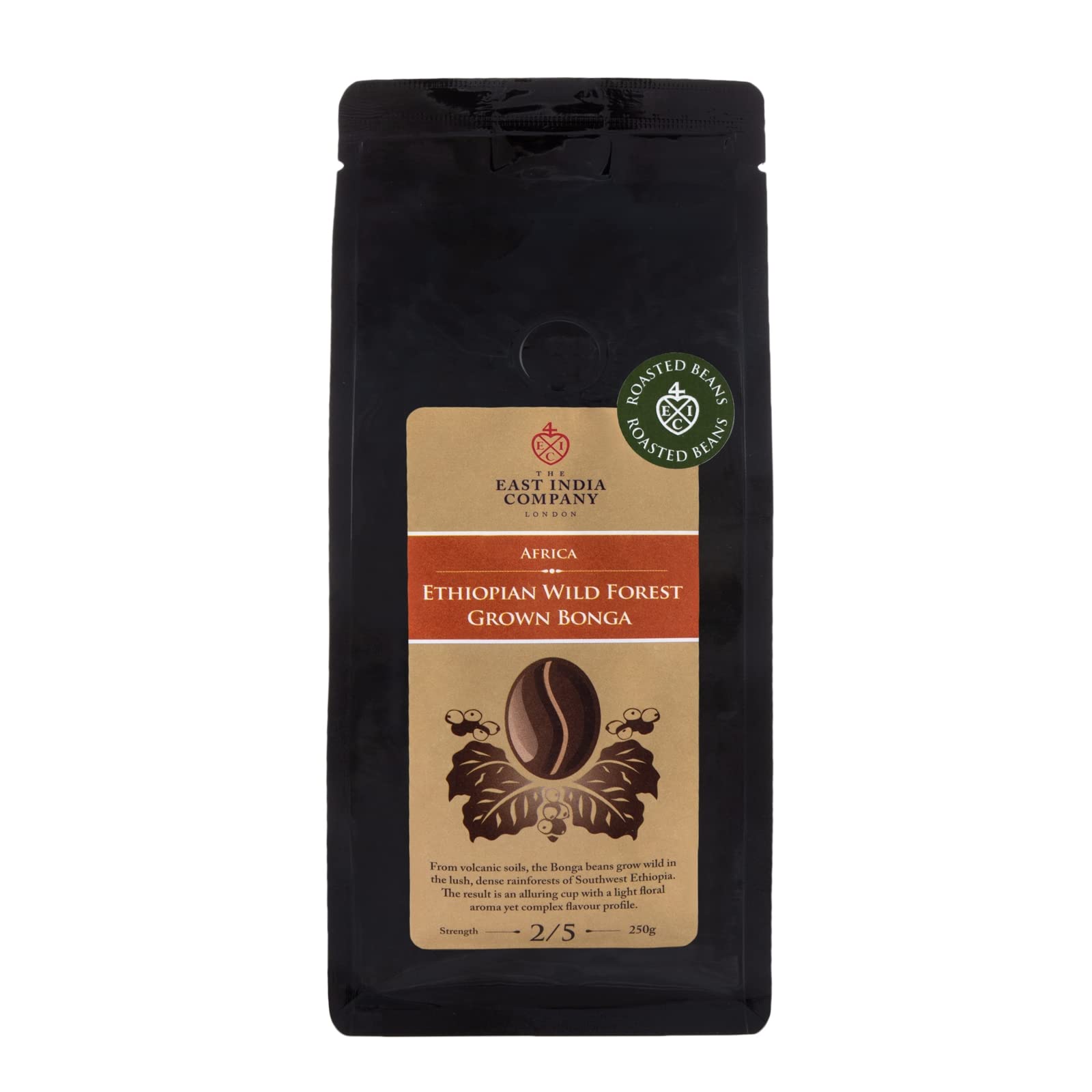 The East India Company - Ethiopian Wild Forest Grown Bonga, Roasted Arabica Coffee Beans 250g